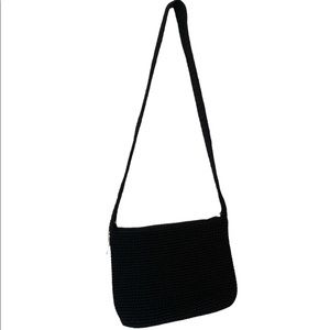 The Sak Black Crochet Long Strap Shoulder Purse